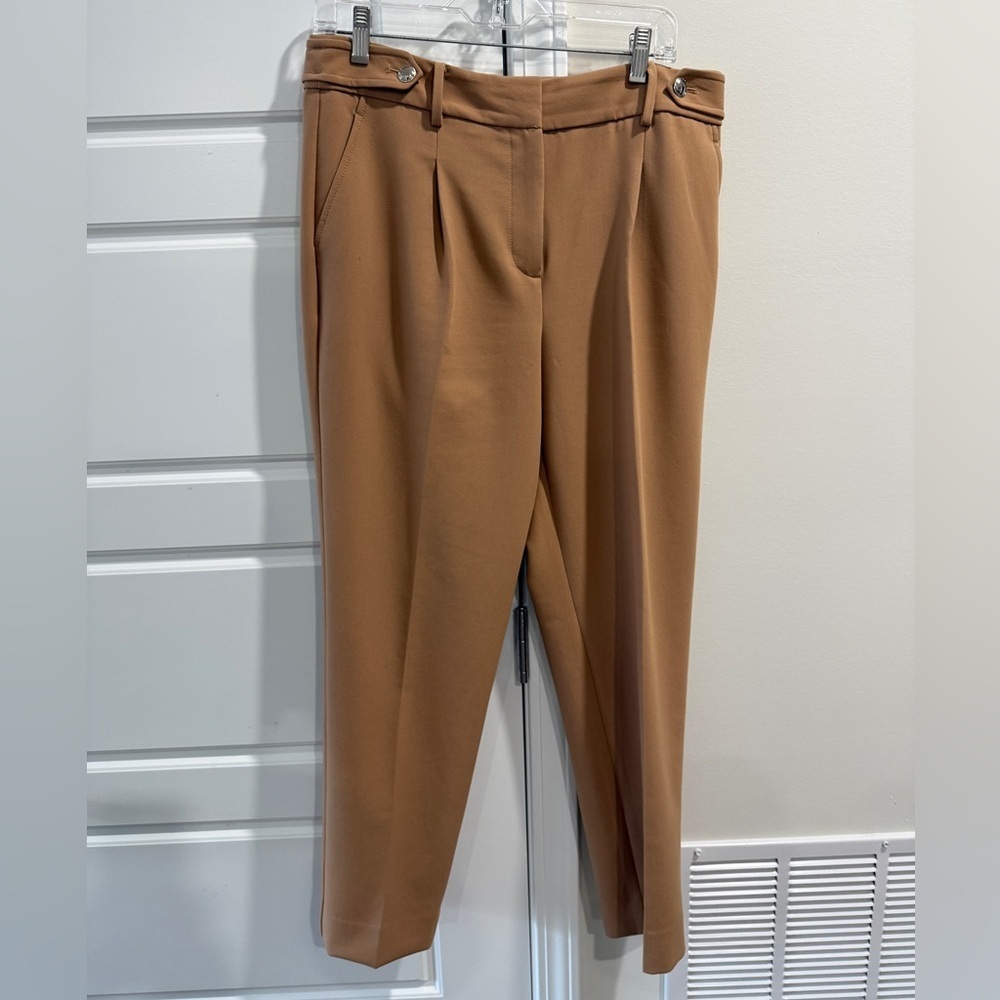 Talbots Size 8 Camel Pleated Trouser Ankle  Office Classic Preppy Minimalist